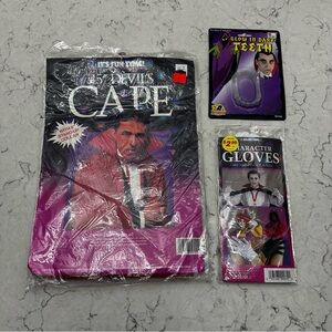 NWT Vintage 45" Devil Cape Costume Character Gloves Fun Tyme World Halloween
